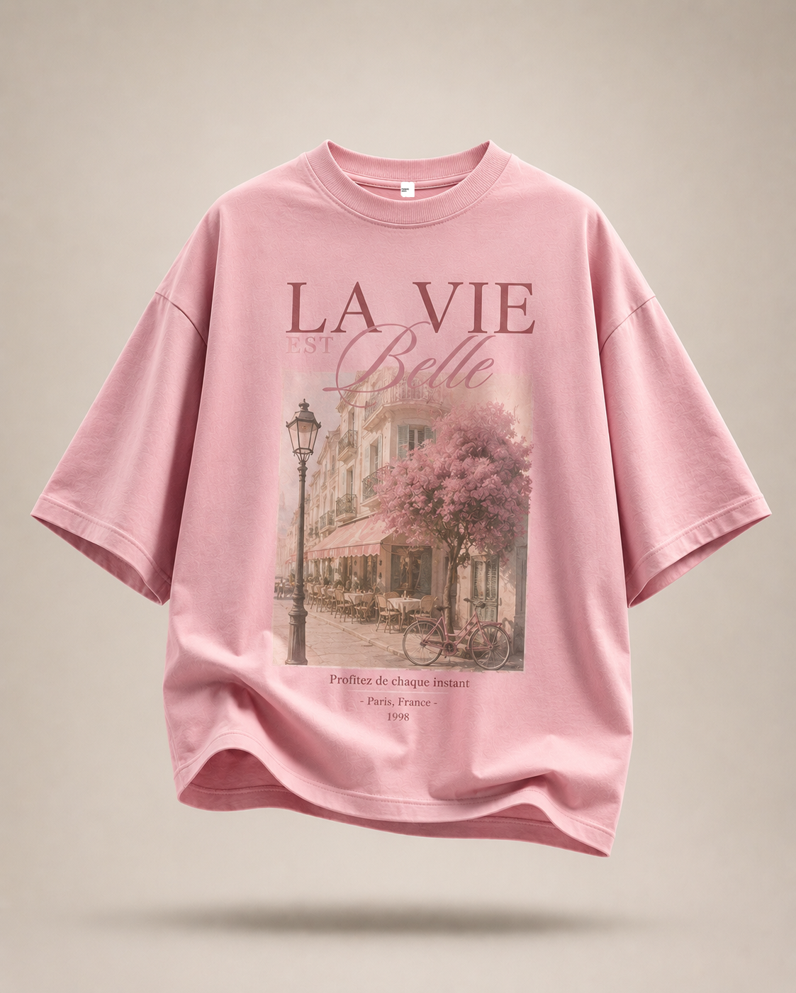 La Vie Belle Oversized Tee – Soft Blush Pink
