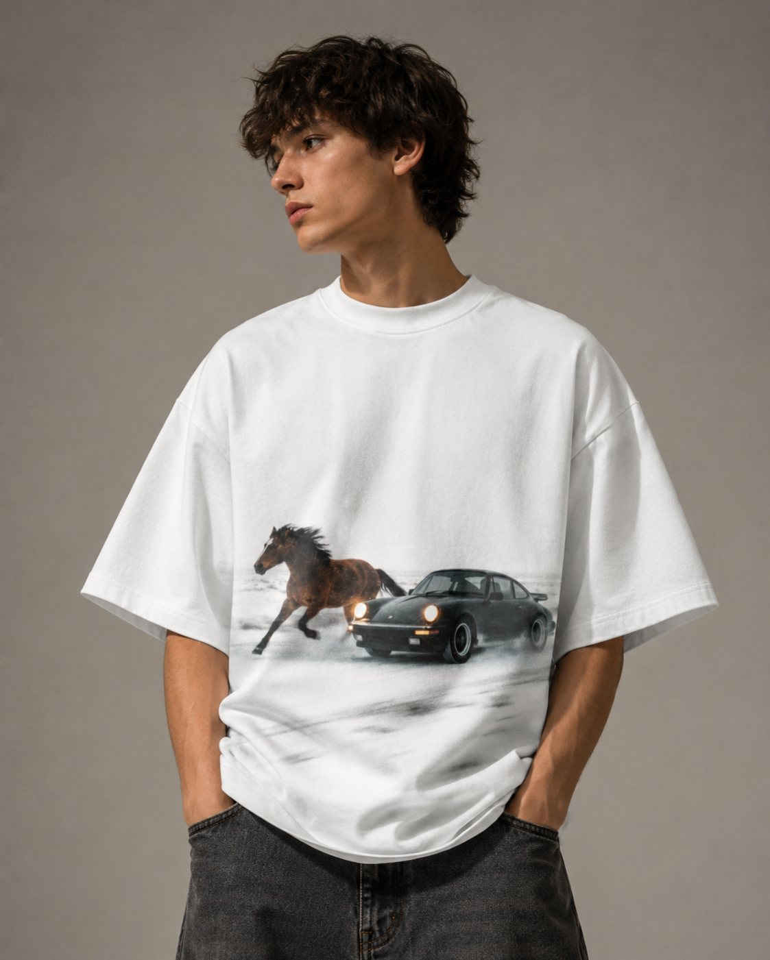 Pure White Midnight Run Oversized Tee