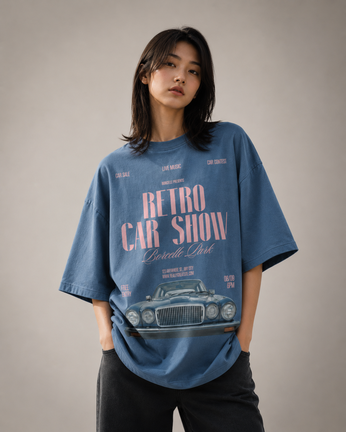 Retro Car Show Oversized Tee