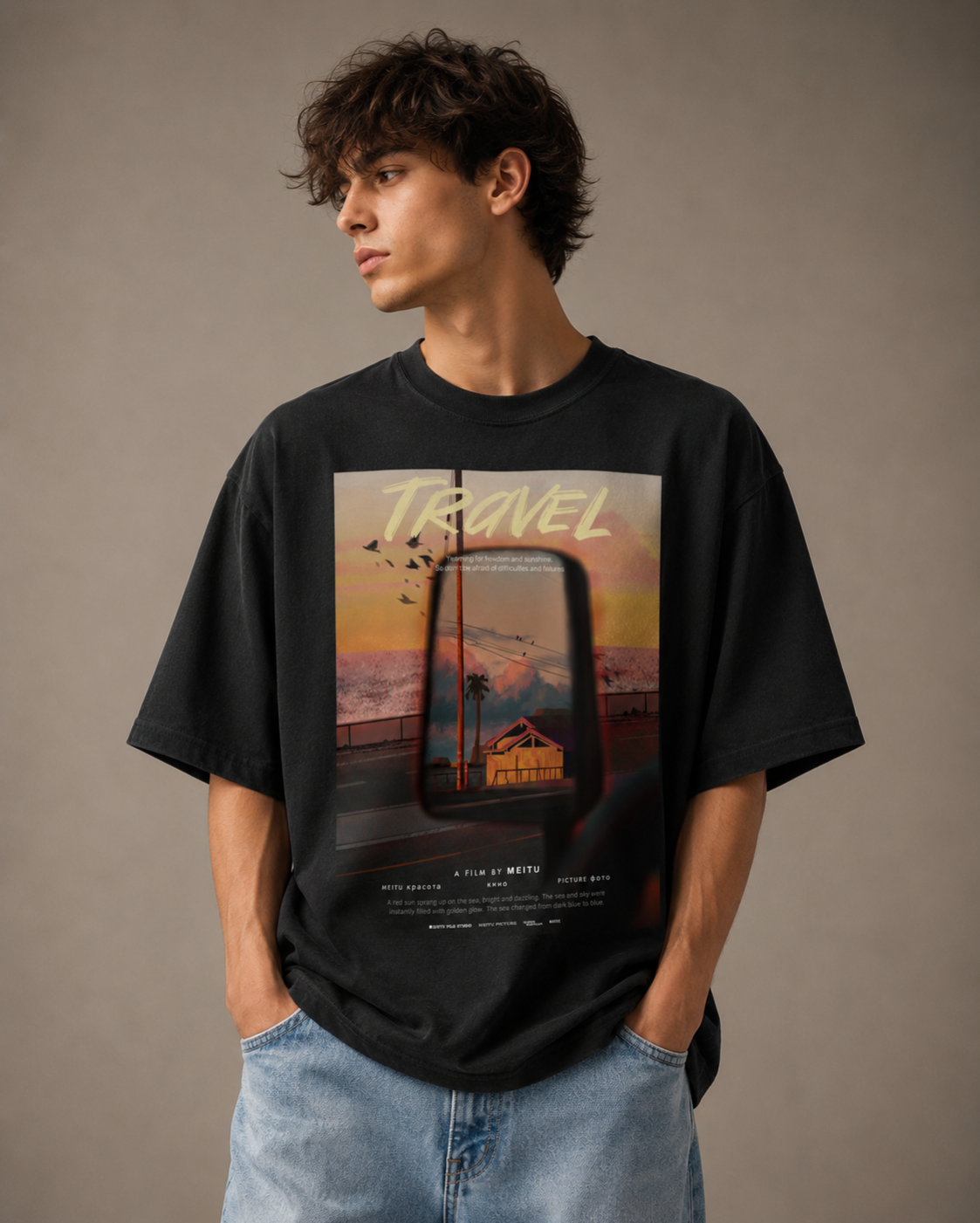 Travel Sunset Oversized Tee