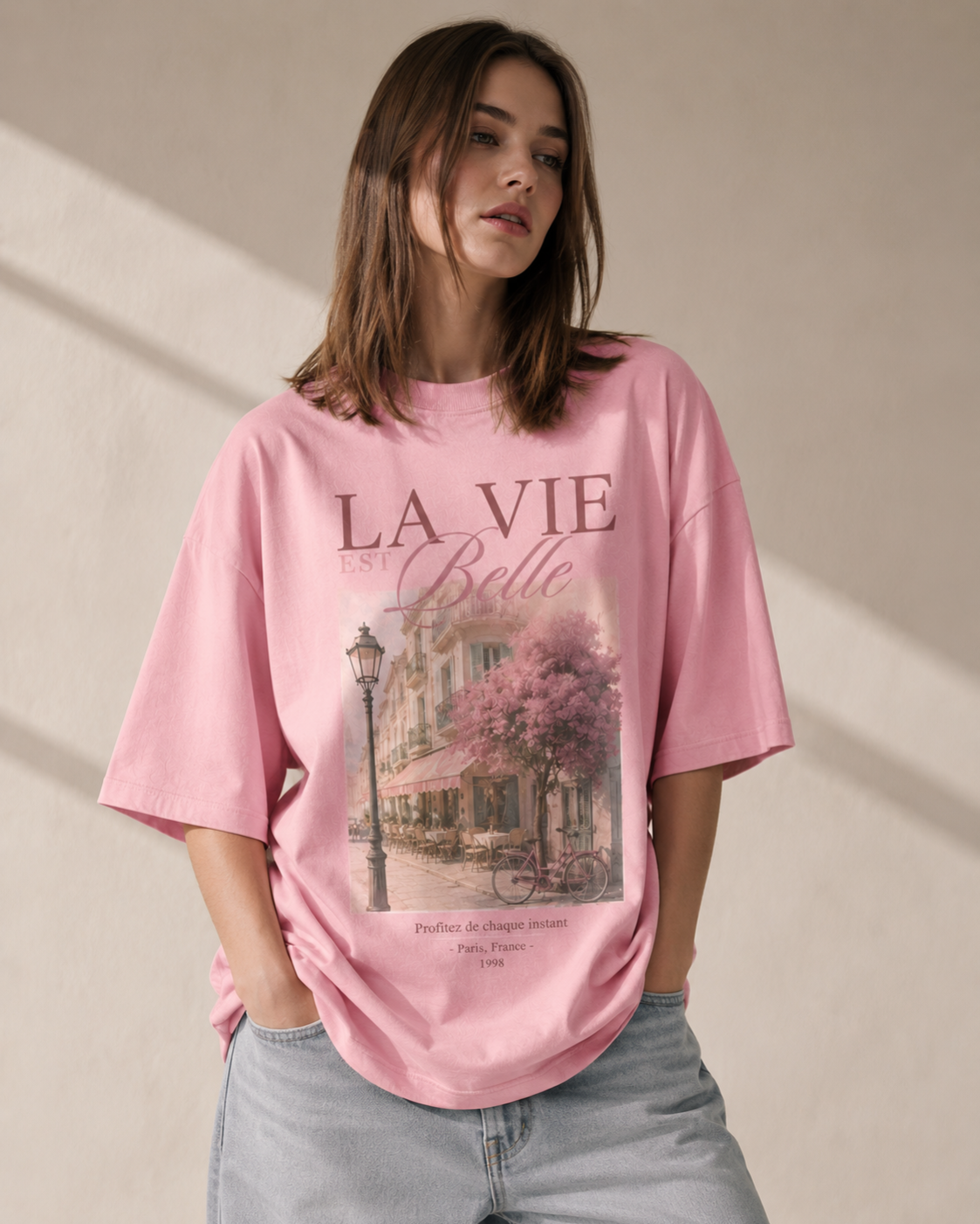 La Vie Belle Oversized Tee – Soft Blush Pink