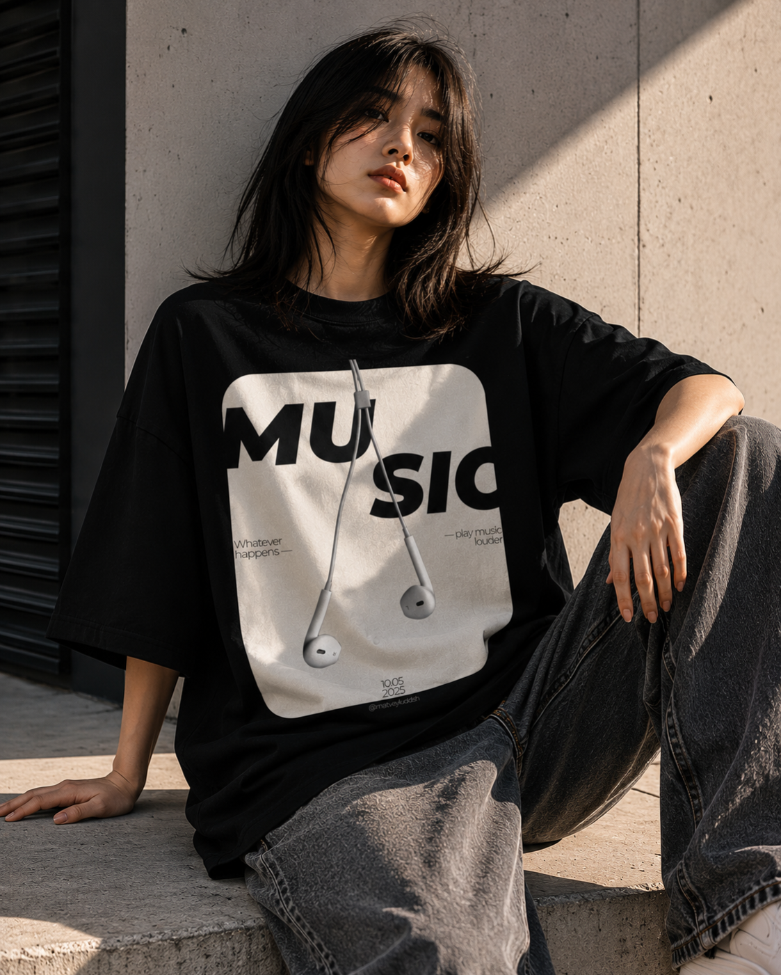 Play Music Louder Oversized Tee