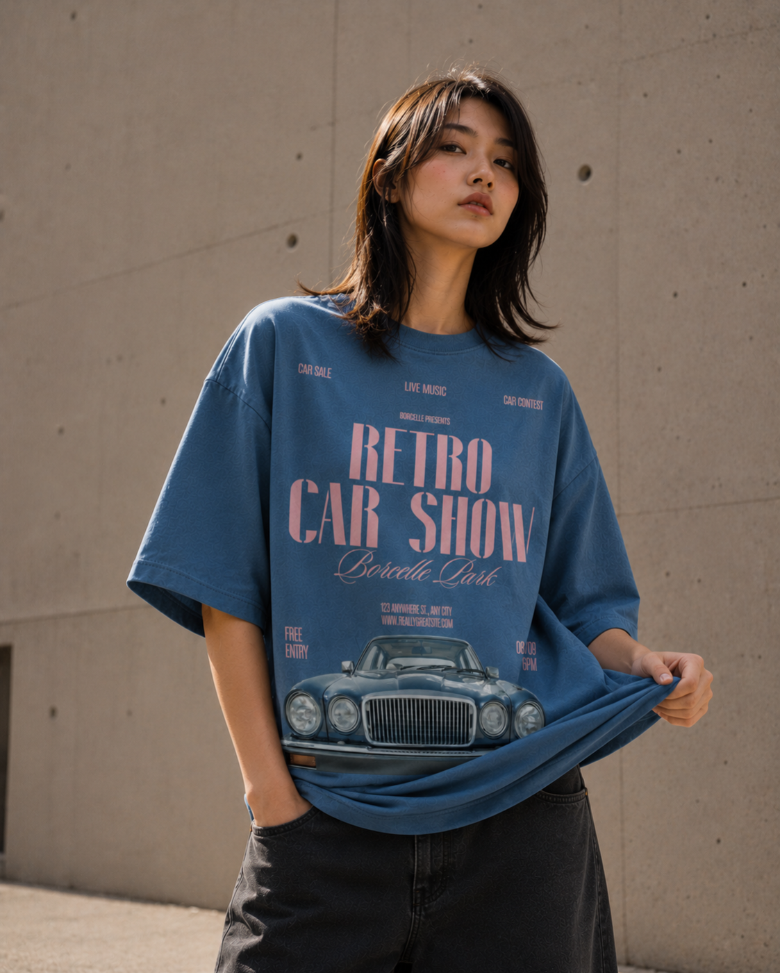 Retro Car Show Oversized Tee