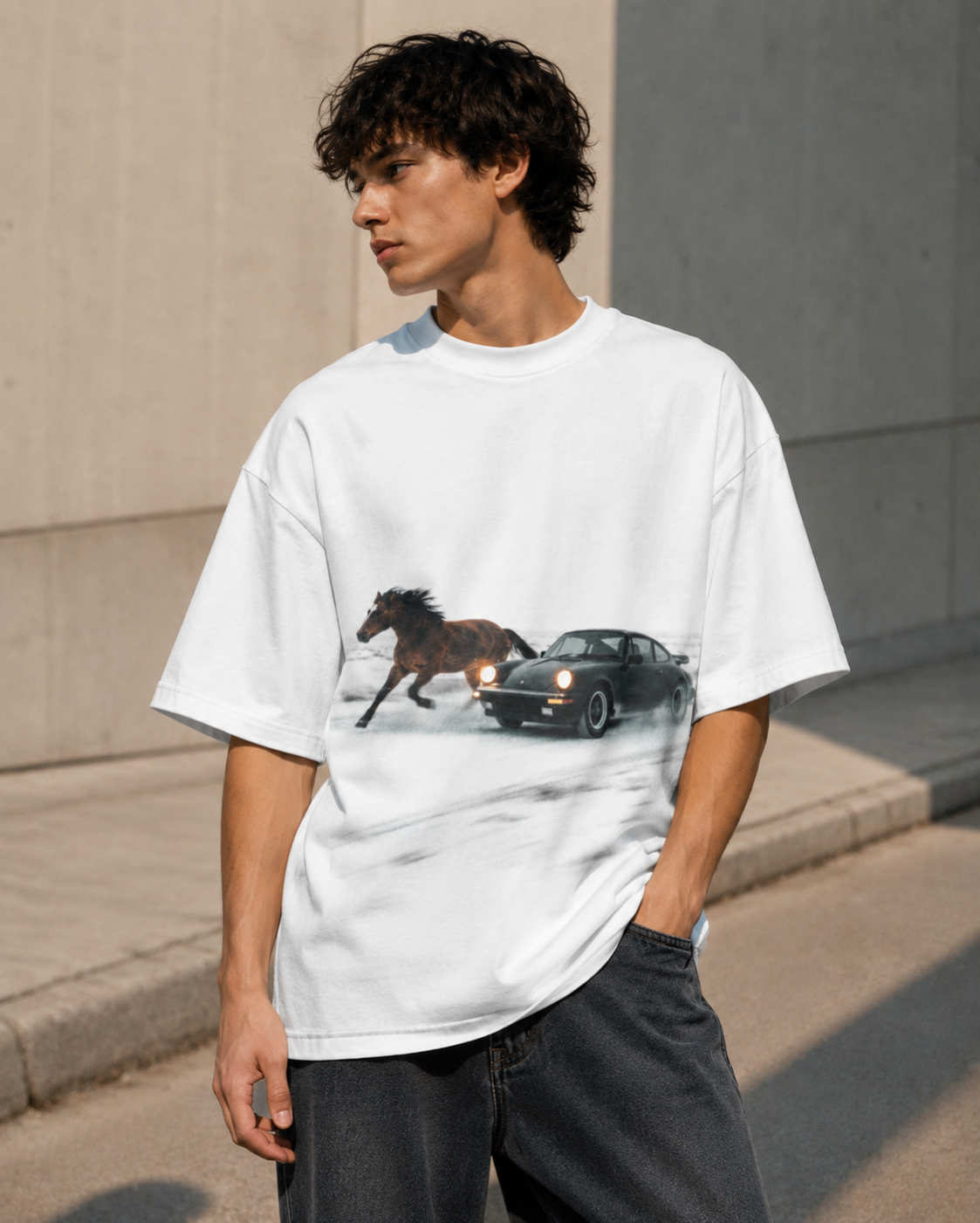 Pure White Midnight Run Oversized Tee