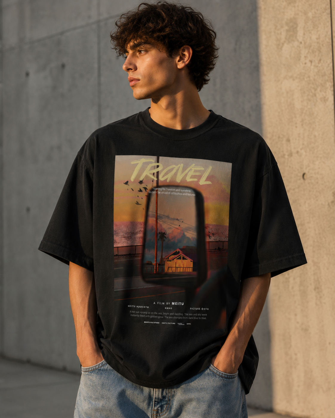 Travel Sunset Oversized Tee