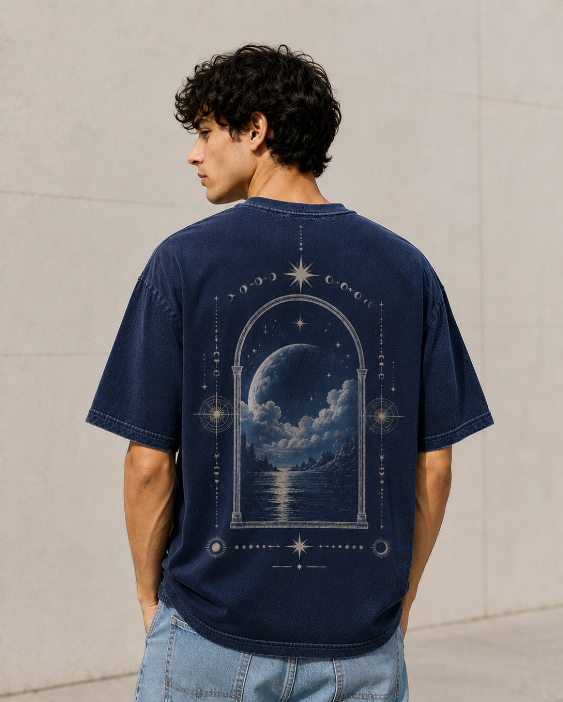 Parallel Futures Oversized Tee - Navy Blue