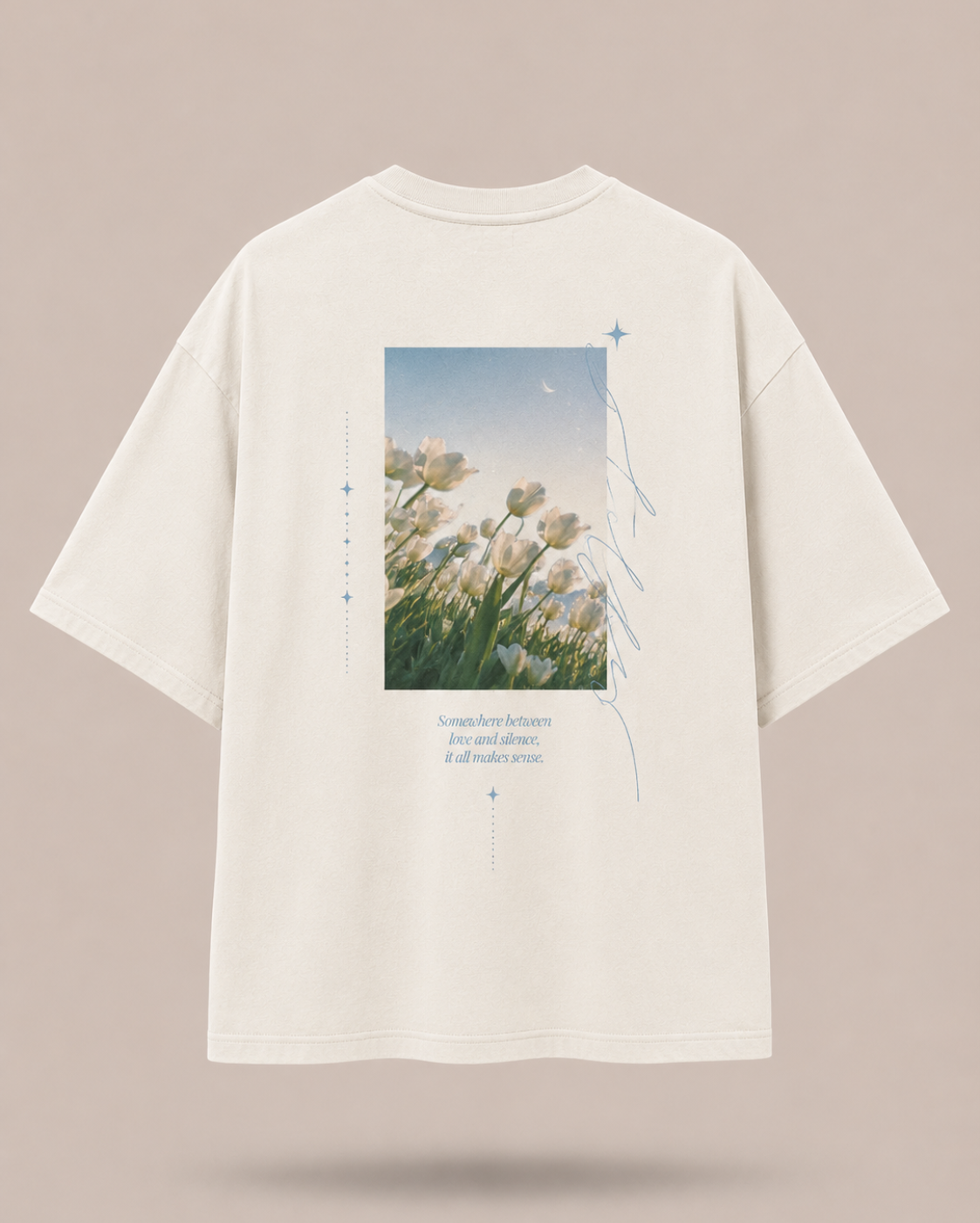 Love In Silence oversized tee back tulip artwork