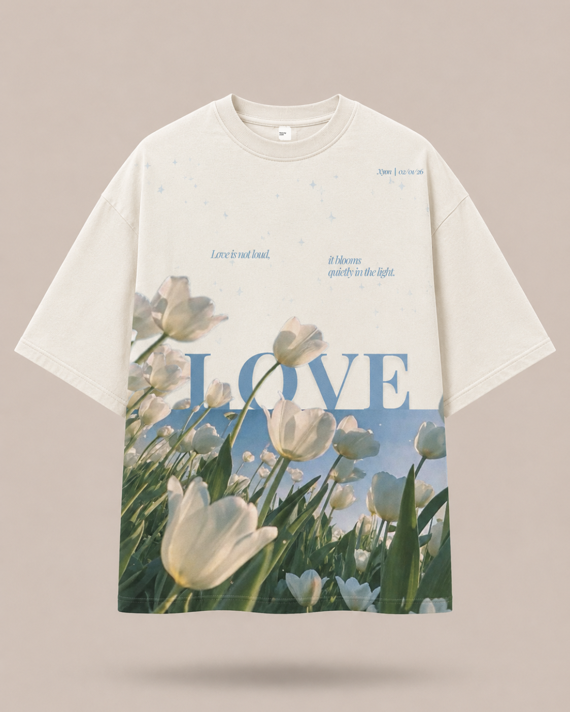 Love In Silence oversized tee front floral design