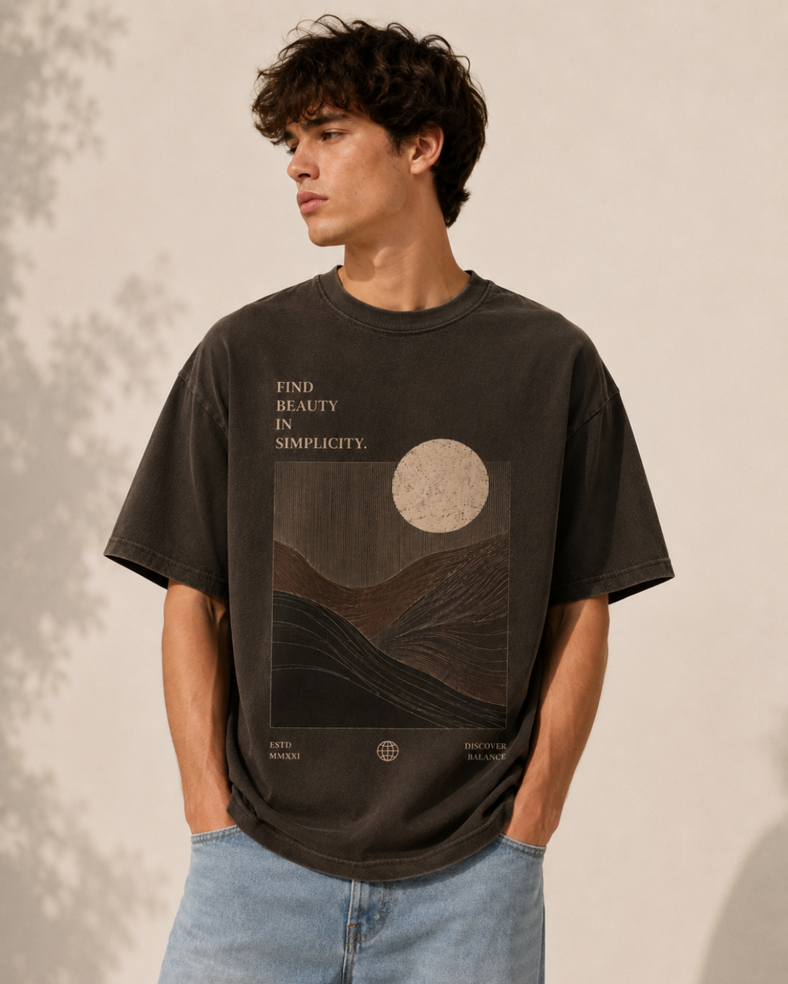 Premium minimal oversized tee with model